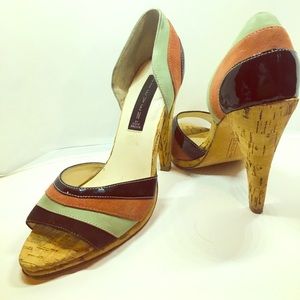 Steve Madden Tri-color Open-toe Pumps, Size 8
